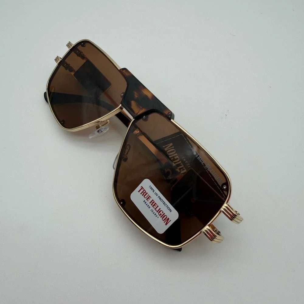 True‎ Religion Gold and Brown Sunglasses
